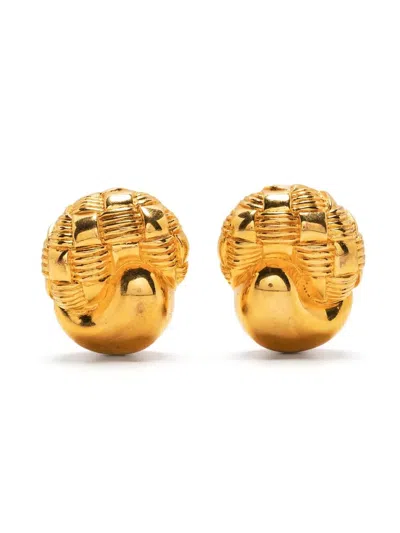 Pre-owned Celine  Cornucopia-motif Clip-on Earrings In Gold