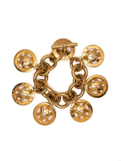 Pre-owned Celine  Medallion-charm Chain Bracelet In Gold