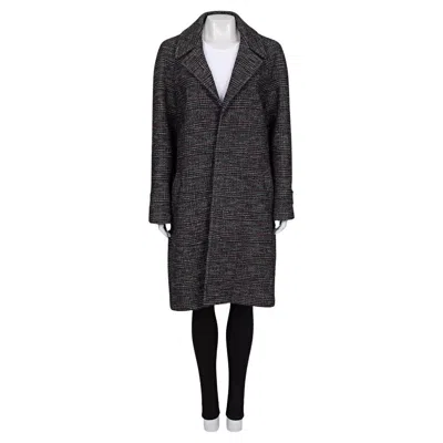 Pre-owned Celine Prince Of Wales Check Coat Fr40 / L In Black