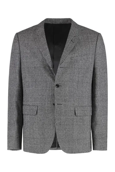 Celine Prince Of Wales Checked Jacket In Gray