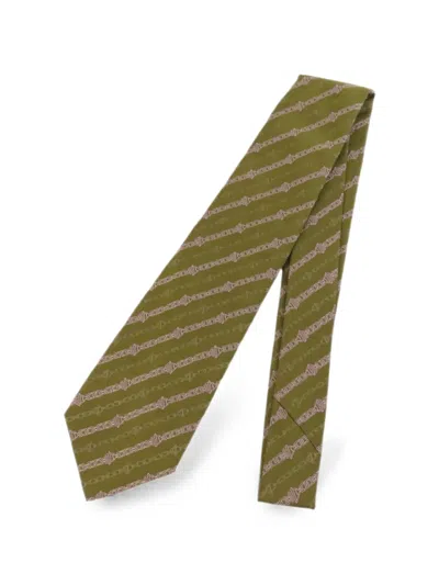 Pre-owned Celine Print Tie In Green