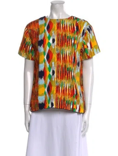Pre-owned Celine Printed Bateau Neckline Blouse In Multi