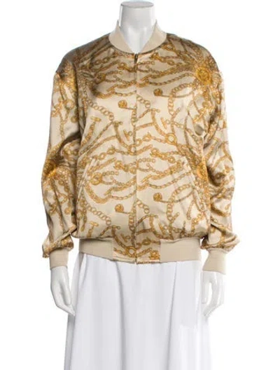 Pre-owned Celine Printed Bomber Jacket In Neutral
