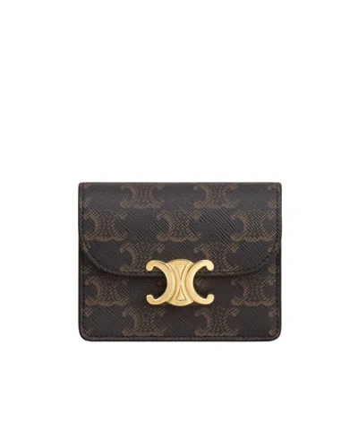 Celine Printed Business Card Bag In Brown