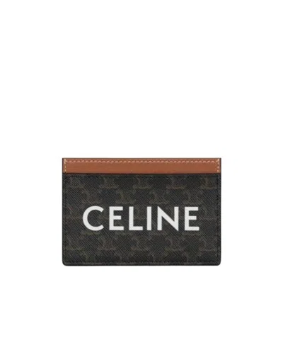 Celine Printed Card Bags With Coated Canvas And Cowhide In Brown