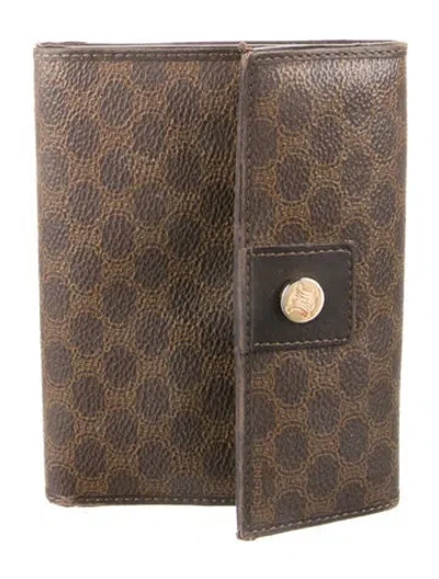 Pre-owned Celine Printed Compact Wallet In Brown