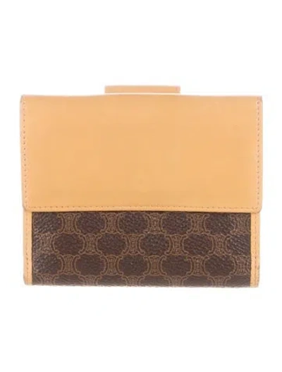 Pre-owned Celine Printed Compact Wallet In Brown