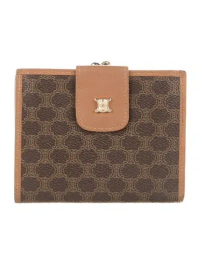 Pre-owned Celine Printed Compact Wallet In Brown