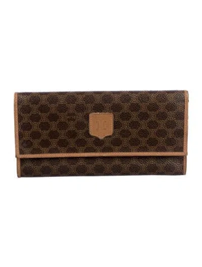 Pre-owned Celine Printed Continental Wallet In Brown