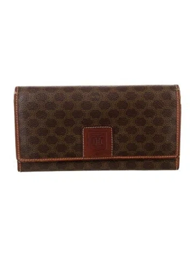 Pre-owned Celine Printed Continental Wallet In Brown