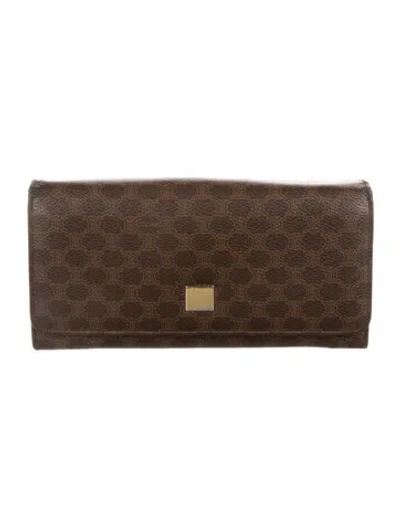 Pre-owned Celine Printed Continental Wallet In Brown