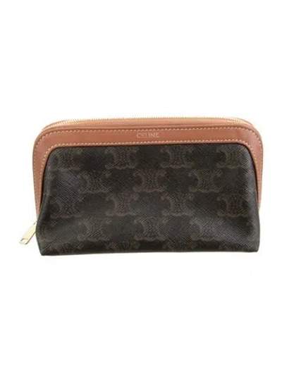 Pre-owned Celine Printed Cosmetic Bag In Brown