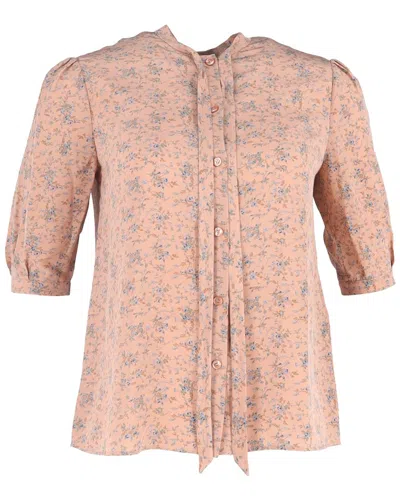 Pre-owned Celine Printed Crepe Blouse With Bow (authentic Pre-loved) In Pink