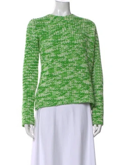 Pre-owned Celine Printed Crew Neck Sweater In Green