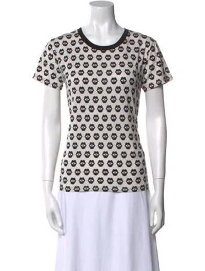 Pre-owned Celine Printed Crew Neck T-shirt In White