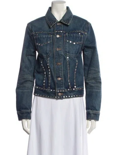 Pre-owned Celine Printed Denim Jacket In Blue