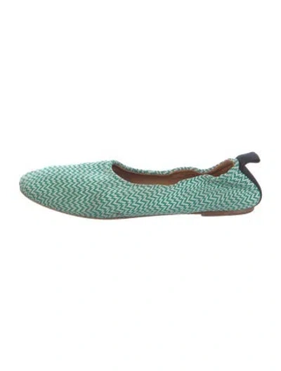 Pre-owned Celine Printed Grosgrain Trim Ballet Flats In Green