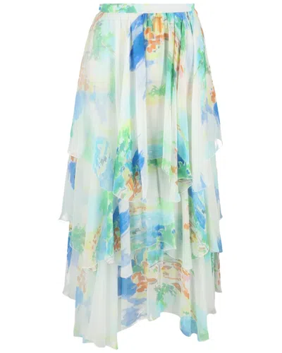 Celine Printed Layered Midi Skirt (authentic Pre-loved) In Multi