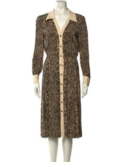 Pre-owned Celine Printed Midi Length Dress W/ Tags In Neutral