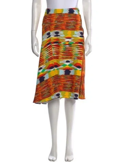 Pre-owned Celine Printed Midi Length Skirt In Yellow