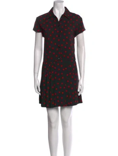 Pre-owned Celine Printed Mini Dress In Black