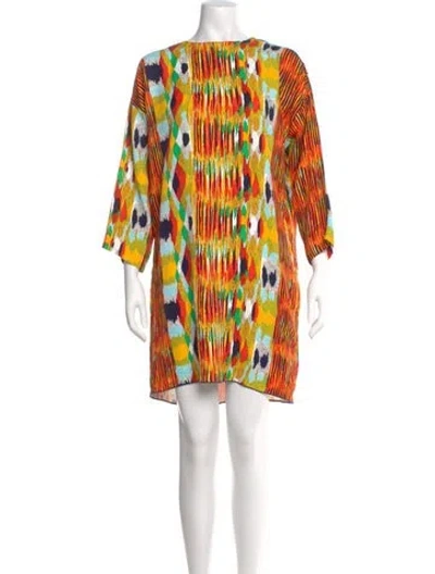 Pre-owned Celine Printed Mini Dress In Orange