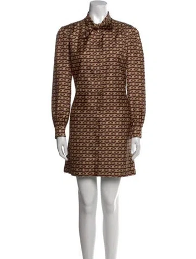 Pre-owned Celine Printed Mini Dress W/tags In Brown
