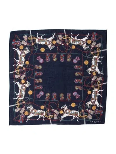 Pre-owned Celine Printed Scarf In Blue
