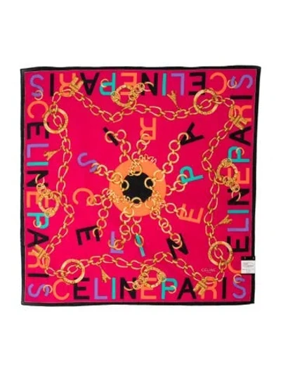 Pre-owned Celine Printed Scarf In Pink