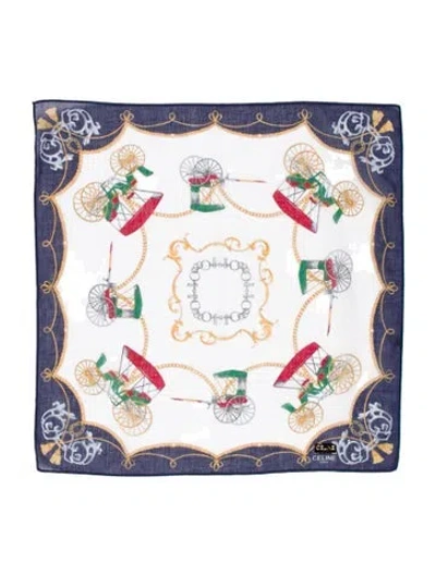 Pre-owned Celine Printed Scarf In White