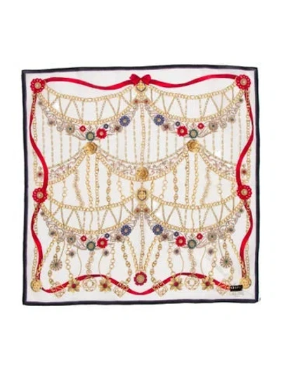 Pre-owned Celine Printed Scarf In White