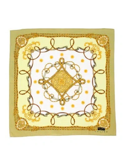 Pre-owned Celine Printed Scarf In Yellow