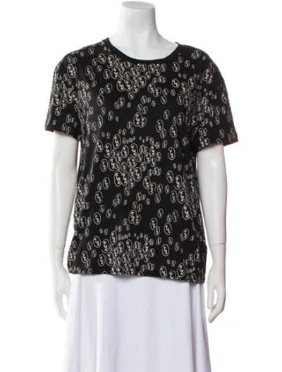 Pre-owned Celine Printed Scoop Neck T-shirt In Black