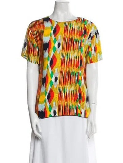 Pre-owned Celine Printed Scoop Neck T-shirt In Orange