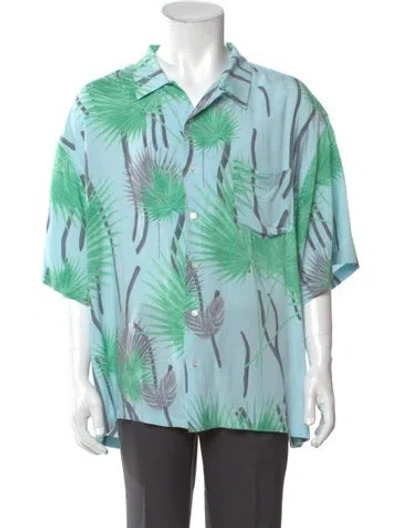 Pre-owned Celine Printed Short Sleeve Shirt In Blue