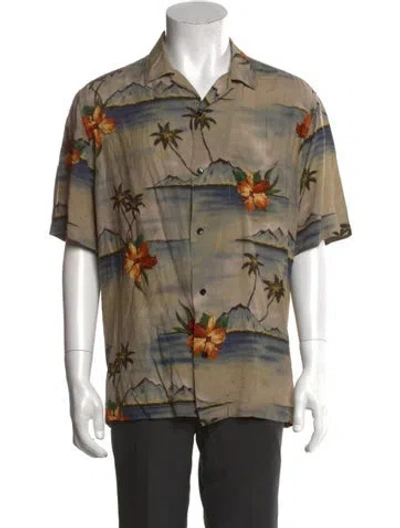 Pre-owned Celine Printed Short Sleeve Shirt In Green