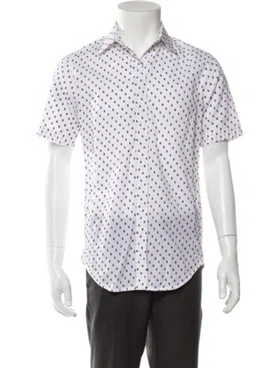 Pre-owned Celine Printed Short Sleeve Shirt In White