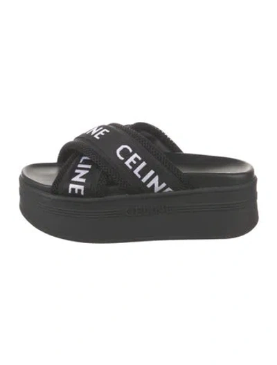 Pre-owned Celine Printed Slides In Black