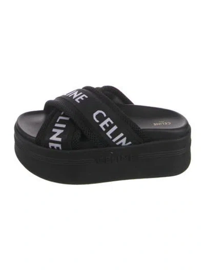 Pre-owned Celine Printed Slides In Black