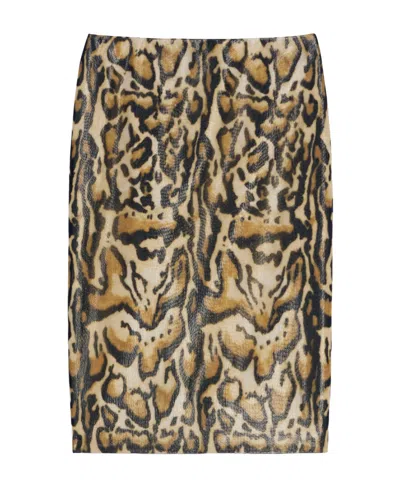 Celine Printed Slit Skirt In Green