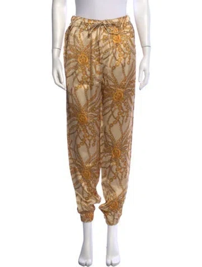 Pre-owned Celine Printed Straight Leg Pants In Neutrals
