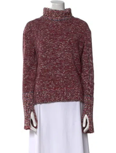 Pre-owned Celine Printed Turtleneck Sweater In Red