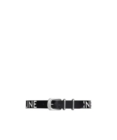 Celine Printed Vegetable Tanned Cow Leather Belt In Black