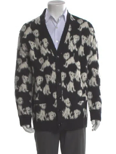 Pre-owned Celine Printed V-neck Cardigan In Black