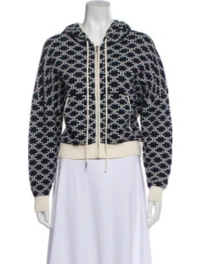 Pre-owned Celine Printed V-neck Sweater In Blue