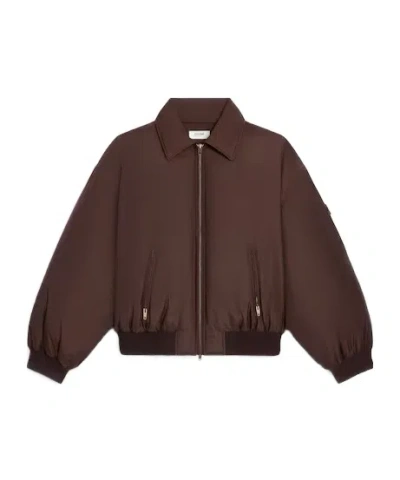 Celine Puffer Jacket In Nylon In Brown