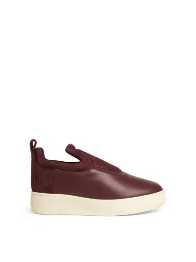 Celine Pull On Patch Sneaker In Burgundy