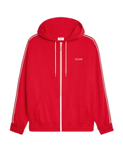 Celine Pull Rope Hooded Sweater In Red