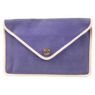 Pre-owned Celine Purple Cotton Triomphe Clutch Bag