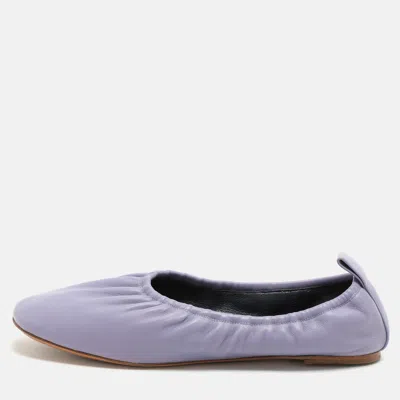 Pre-owned Celine Purple Leather Scrunch Ballet Flats Size 37.5